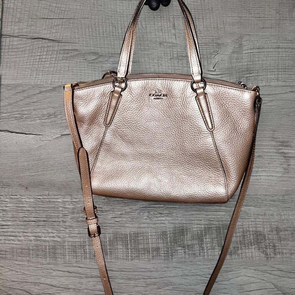 Coach metallic pebbled leather mini